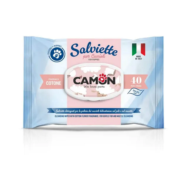 CAMON WIPES COTTON, PUPPY - мокри кърпички за кученца с аромат на памук, 30х20см