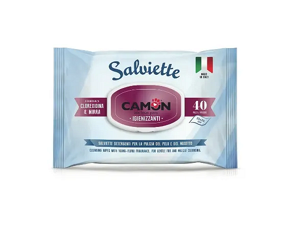 Camon Myrrh and chlorhexidine wipes - Кърпички със смирна и хлорхексидин за кучета и котки 40 бр.